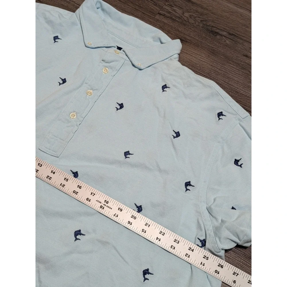 Ralph‎ Lauren Knit Oxford Polo Shirt Mens 3XB Light Blue Embroidered Marlin Fish